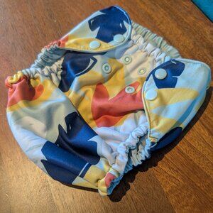 Esembly Outer Diaper Cover (Size 2) - Blue/Orange/Yellow Pattern